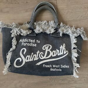 MC2 St Barth Denim cotton canvas Vanity tote bag with logo patch